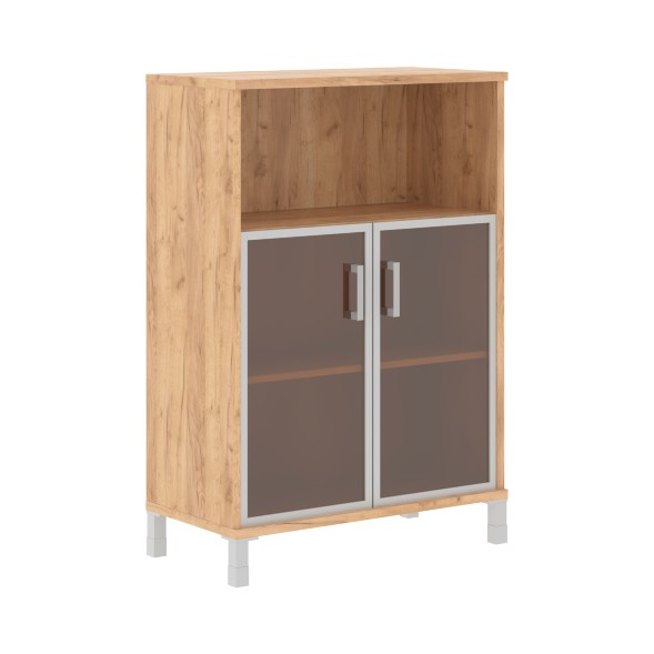 Шкаф средний с малыми стеклянными дверьми в AL-рамке B 420.4 900х450х1286 BORN в Кирове 