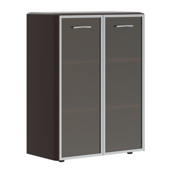 Шкаф средний со стеклянными дверьми в AL-рамке и обвязкой DMC 85.7 892х450х1185 DIONI