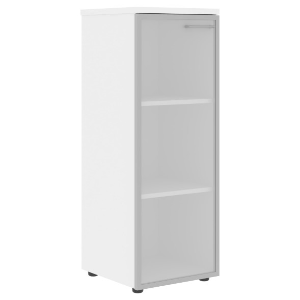 Шкаф колонка с стеклянной дверью в алюминиевой раме (L) и топом XMC 42.7(L) 432х432х