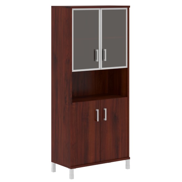 Шкаф высокий с малыми стеклянными дверьми в AL-рамке и глухими B 430.9 900х450х2054 BORN в Кирове 
