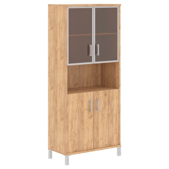 Шкаф высокий с малыми стеклянными дверьми в AL-рамке и глухими B 430.9 900х450х2054 BORN в Кирове 